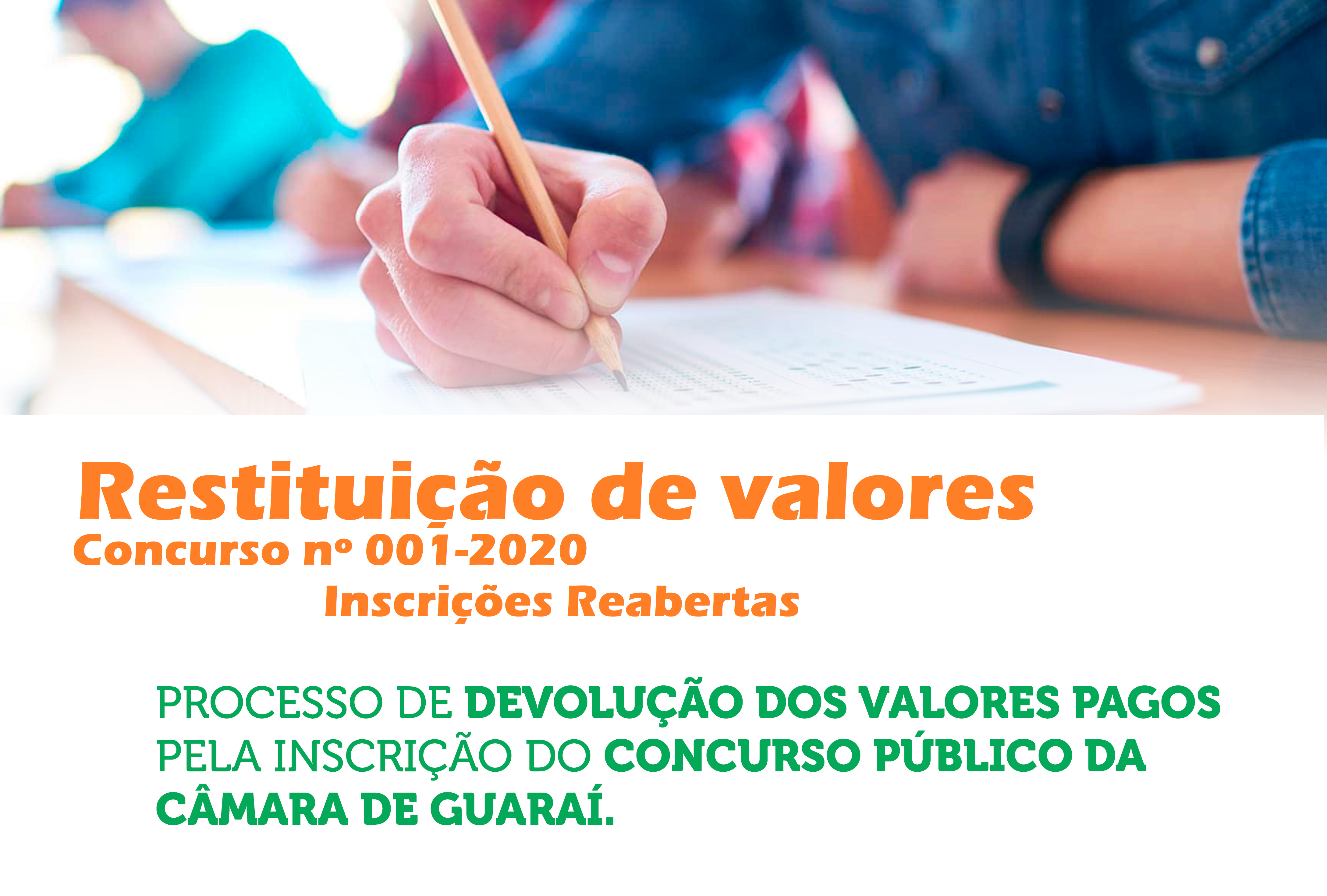 Edital de Restituição de Valores do Concurso nº 001/2020 foi publicado