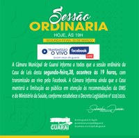 SESSÃO ORDINÁRIA DIA 30/03/2020 - ÁS 19/00HS